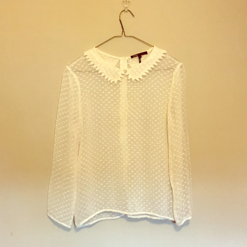 Swiss dot collared shirt